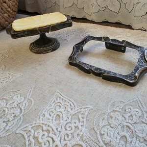 Vintage Amerock Carriage Metal Soap Dish Holders Antique Brass Brutalist MCM